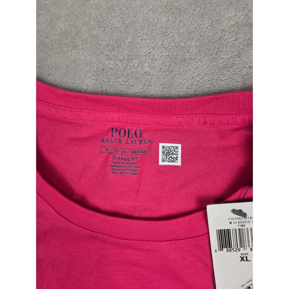 Polo Ralph Lauren T-Shirt Mens XL Pink Classic Fit Pocket Short Sleeve Tee